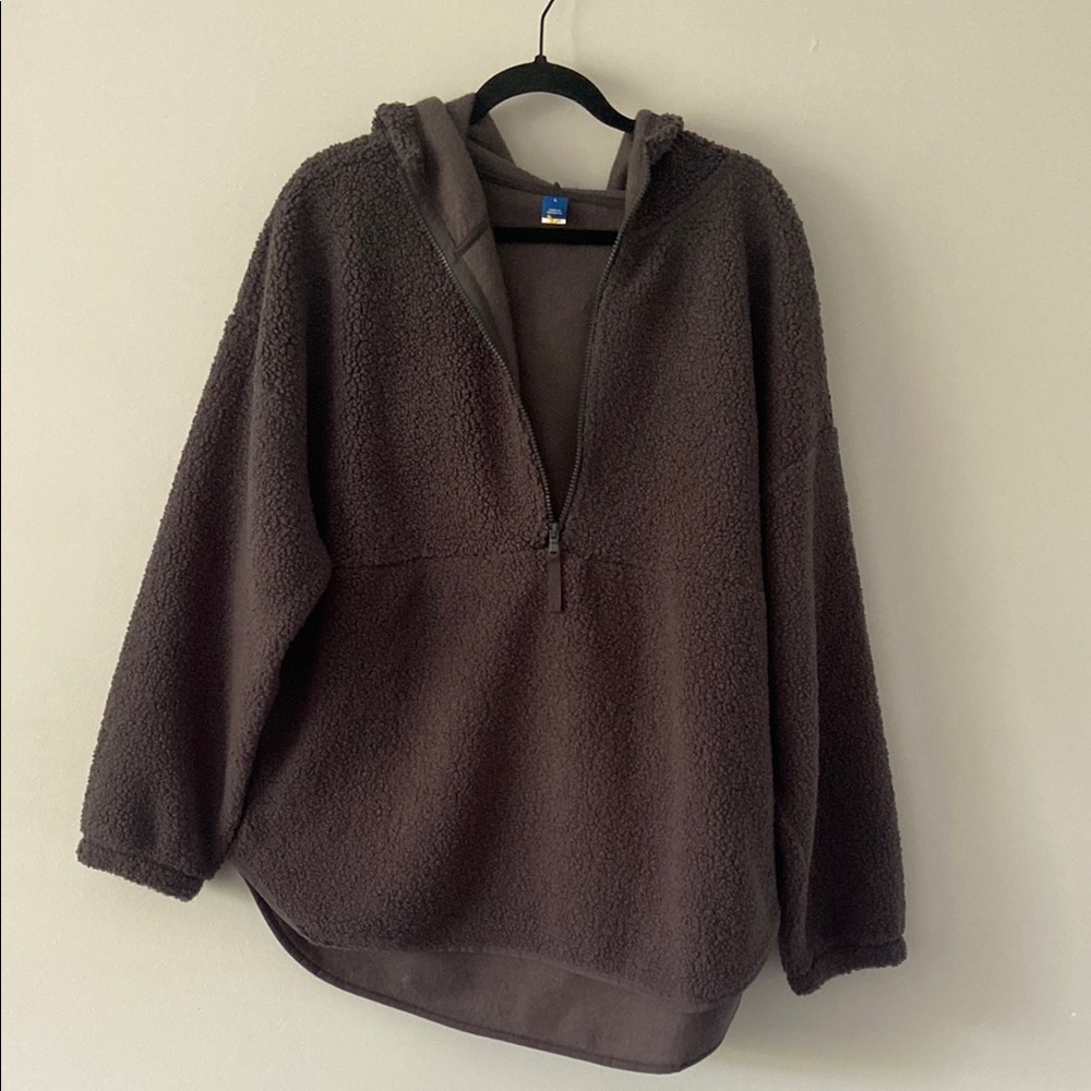Cozy Grey Sherpa Pullover